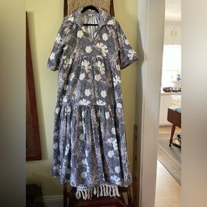 Patty Kim Marni Floral Gray and White Women's maxi Dress